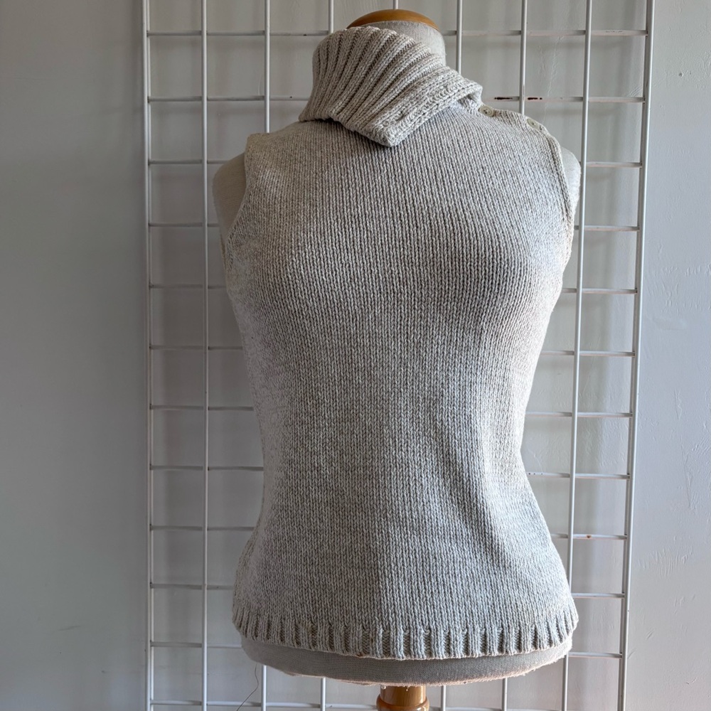 GAP Sleeveless Button Shoulder Turtle Neck Sleeveless Sweater